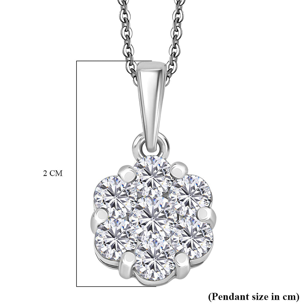 D'Joy Moissanite Pendant with Chain (Size 20) in Rhodium Overlay Sterling Silver 1.19 Ct.