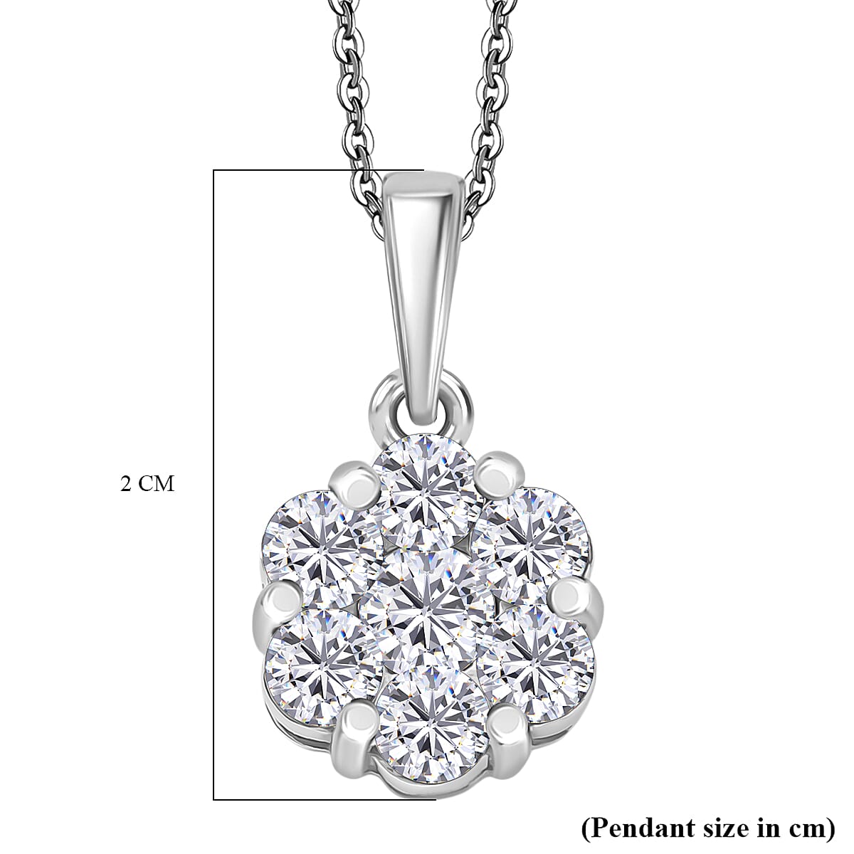 1.2 Ct. Moissanite Cluster set(cp) in Rhodium Sterling Silver 4439799 6