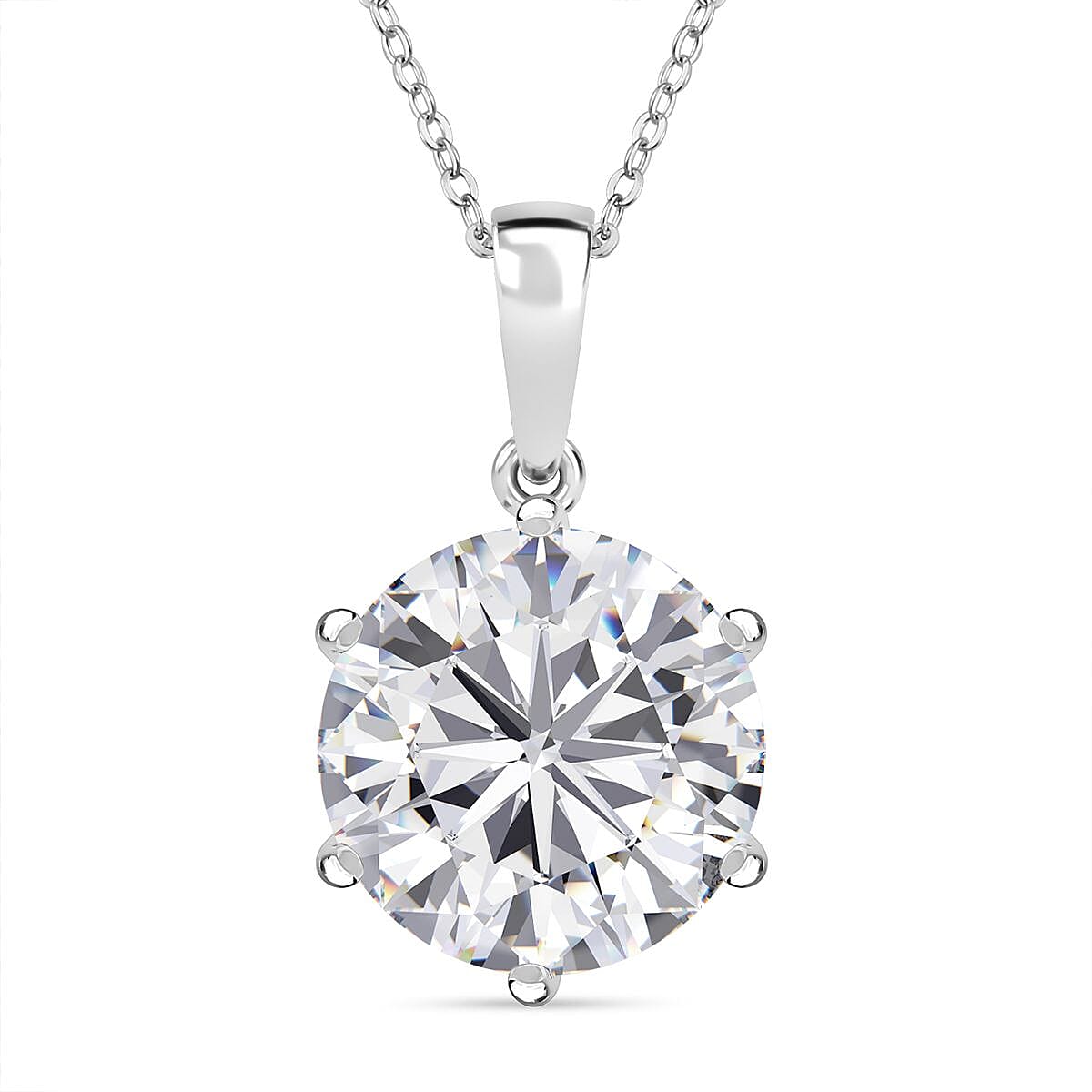 Moissanite Pendant with Chain (Size 20) in Rhodium Overlay Sterling Silver 7.34  Ct. 4327791 2