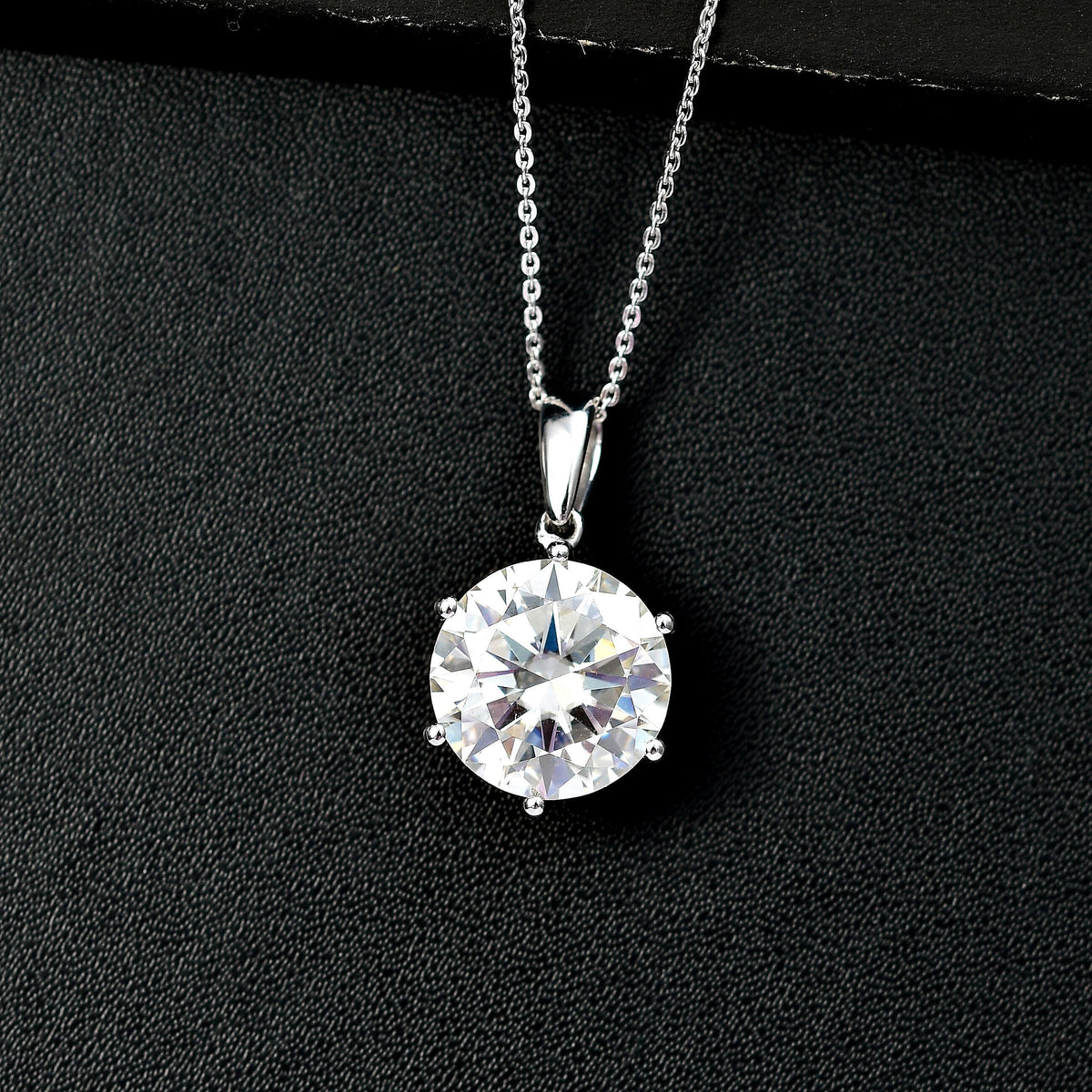 Moissanite Pendant with Chain (Size 20) in Rhodium Overlay Sterling Silver 7.34  Ct. 4327791 6