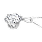 Moissanite Pendant with Chain (Size 20) in Rhodium Overlay Sterling Silver 7.34  Ct.