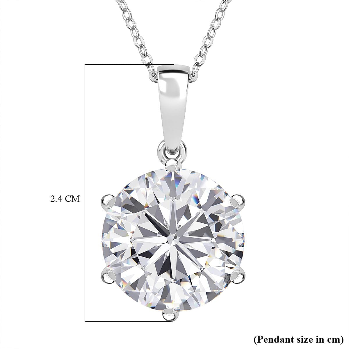 Moissanite Pendant with Chain (Size 20) in Rhodium Overlay Sterling Silver 7.34  Ct. 4327791 14