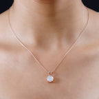 Moissanite Solitaire Pendant with Chain (Size 20) in 18K Vermeil Rose Gold Plated Sterling Silver 1.10 Ct.