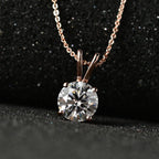 Moissanite Solitaire Pendant with Chain (Size 20) in 18K Vermeil Rose Gold Plated Sterling Silver 1.10 Ct.