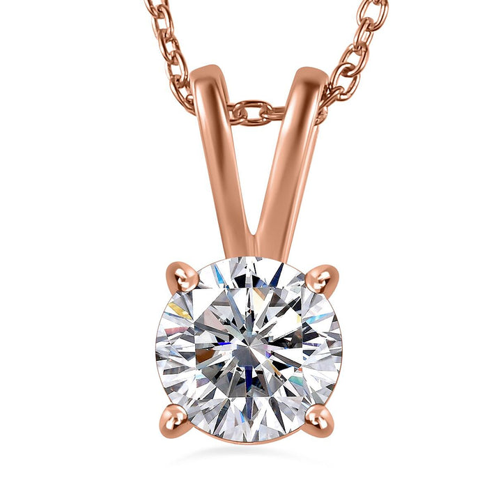 RADIANTA GRA Certified Moissanite Solitaire Pendant with Chain (Size 20) in 18K Vermeil Rose Gold Over Sterling Silver 1.22 Ct. 4268943 1