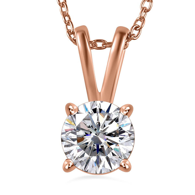 RADIANTA GRA Certified Moissanite Solitaire Pendant with Chain (Size 20) in 18K Vermeil Rose Gold Over Sterling Silver 1.22 Ct.
