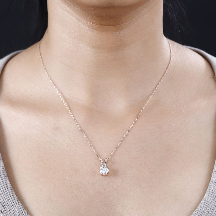 RADIANTA GRA Certified Moissanite Solitaire Pendant with Chain (Size 20) in 18K Vermeil Rose Gold Over Sterling Silver 1.22 Ct. 4268943 2