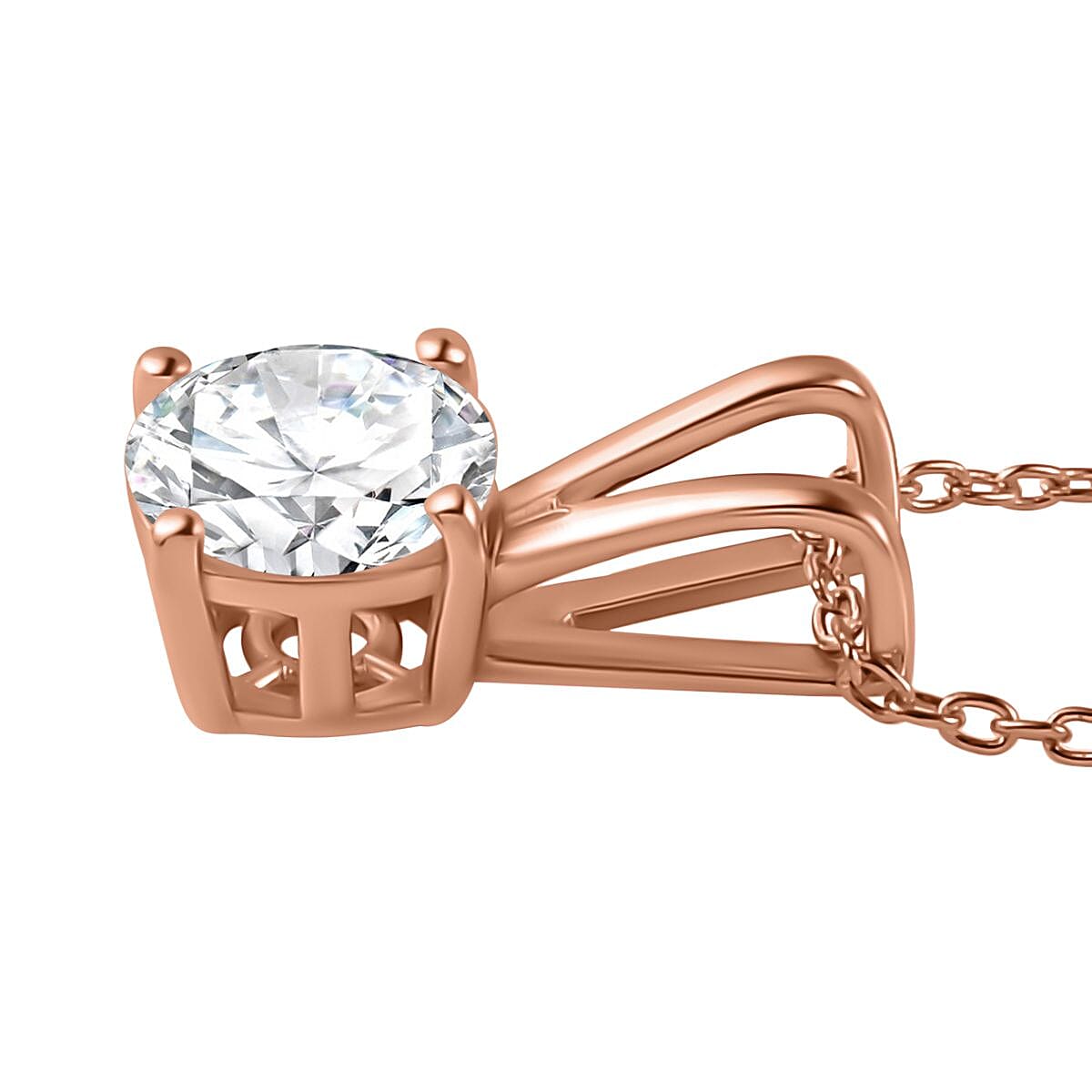 RADIANTA GRA Certified Moissanite Solitaire Pendant with Chain (Size 20) in 18K Vermeil Rose Gold Over Sterling Silver 1.22 Ct. V32639438 4