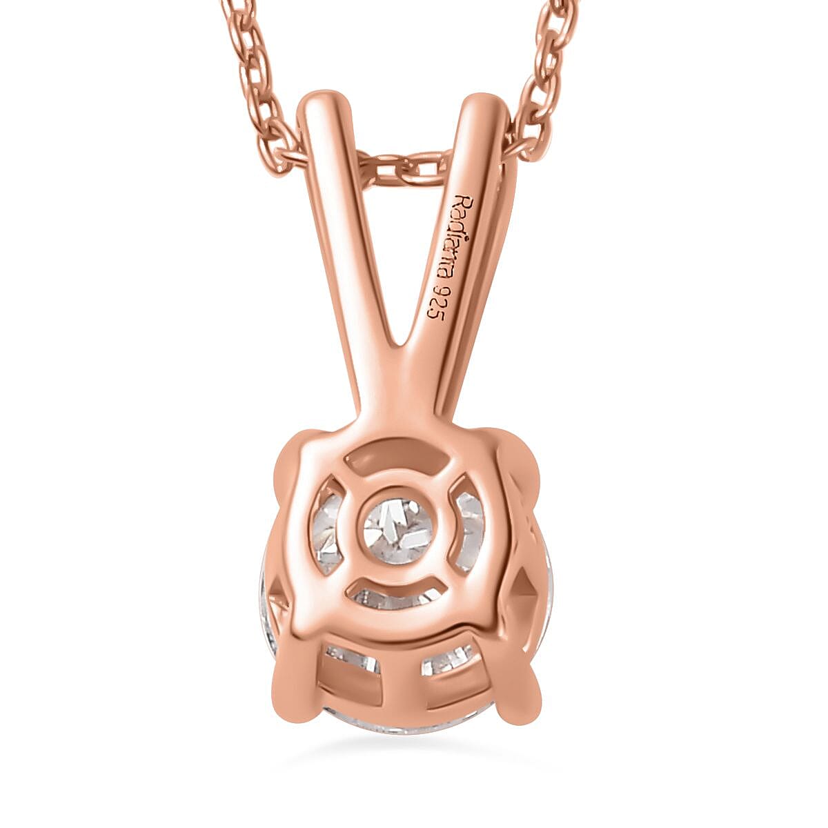 RADIANTA GRA Certified Moissanite Solitaire Pendant with Chain (Size 20) in 18K Vermeil Rose Gold Over Sterling Silver 1.22 Ct. V32639438 5