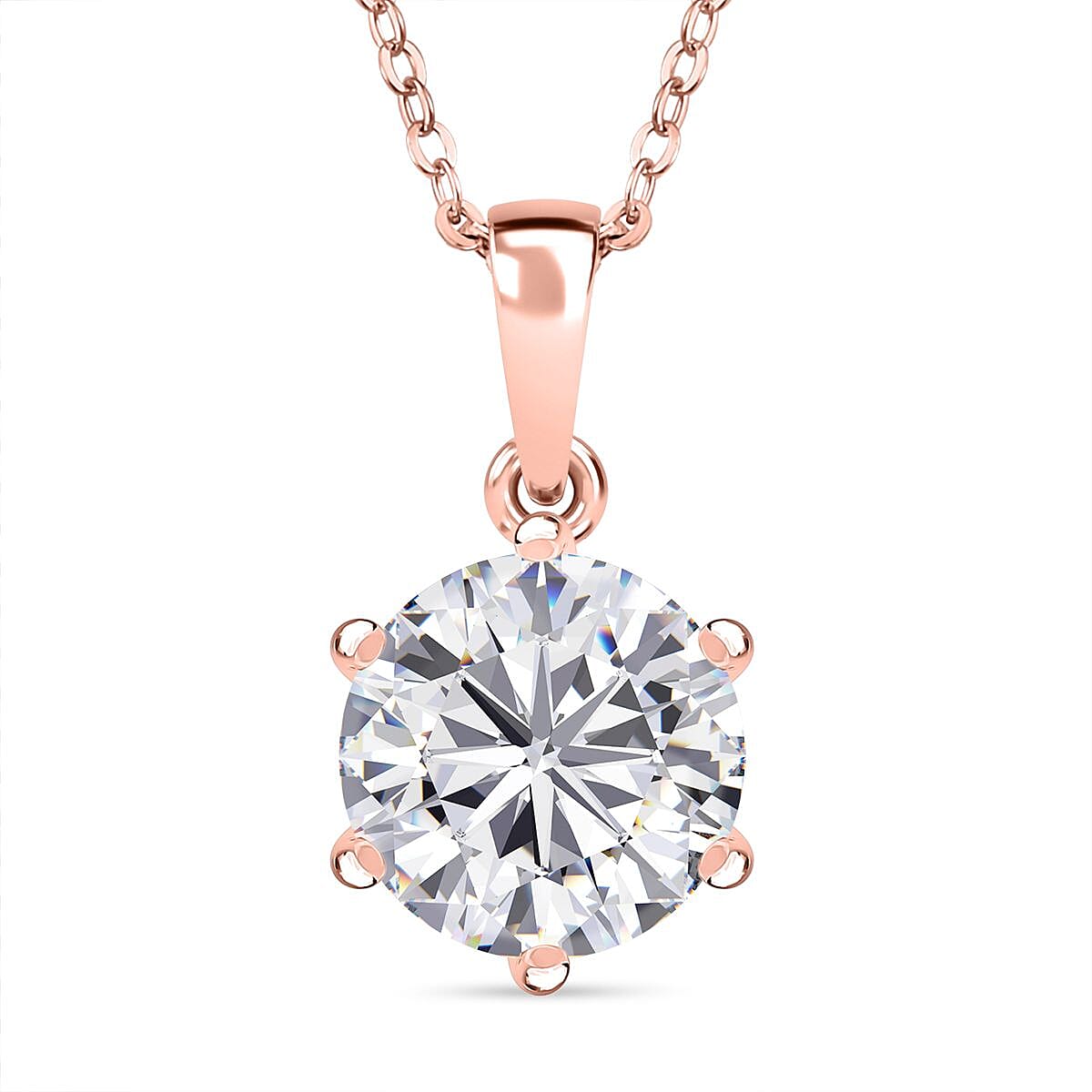 Moissanite Pendant with Chain (Size 20) in Vermeil RG Sterling Silver  3.000  Ct. 4265662 0