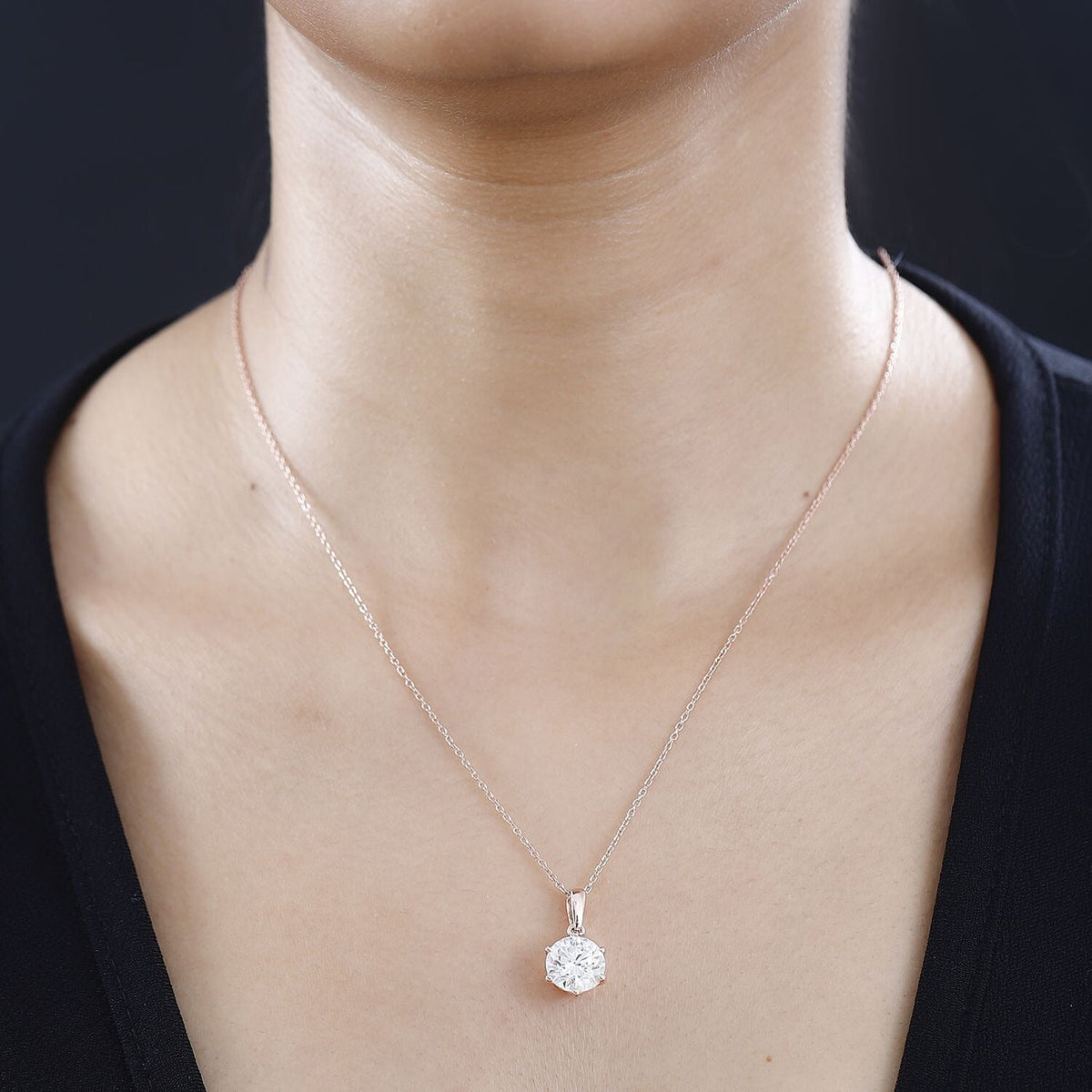 Moissanite Pendant with Chain (Size 20) in Vermeil RG Sterling Silver  3.000  Ct. 4265662 2