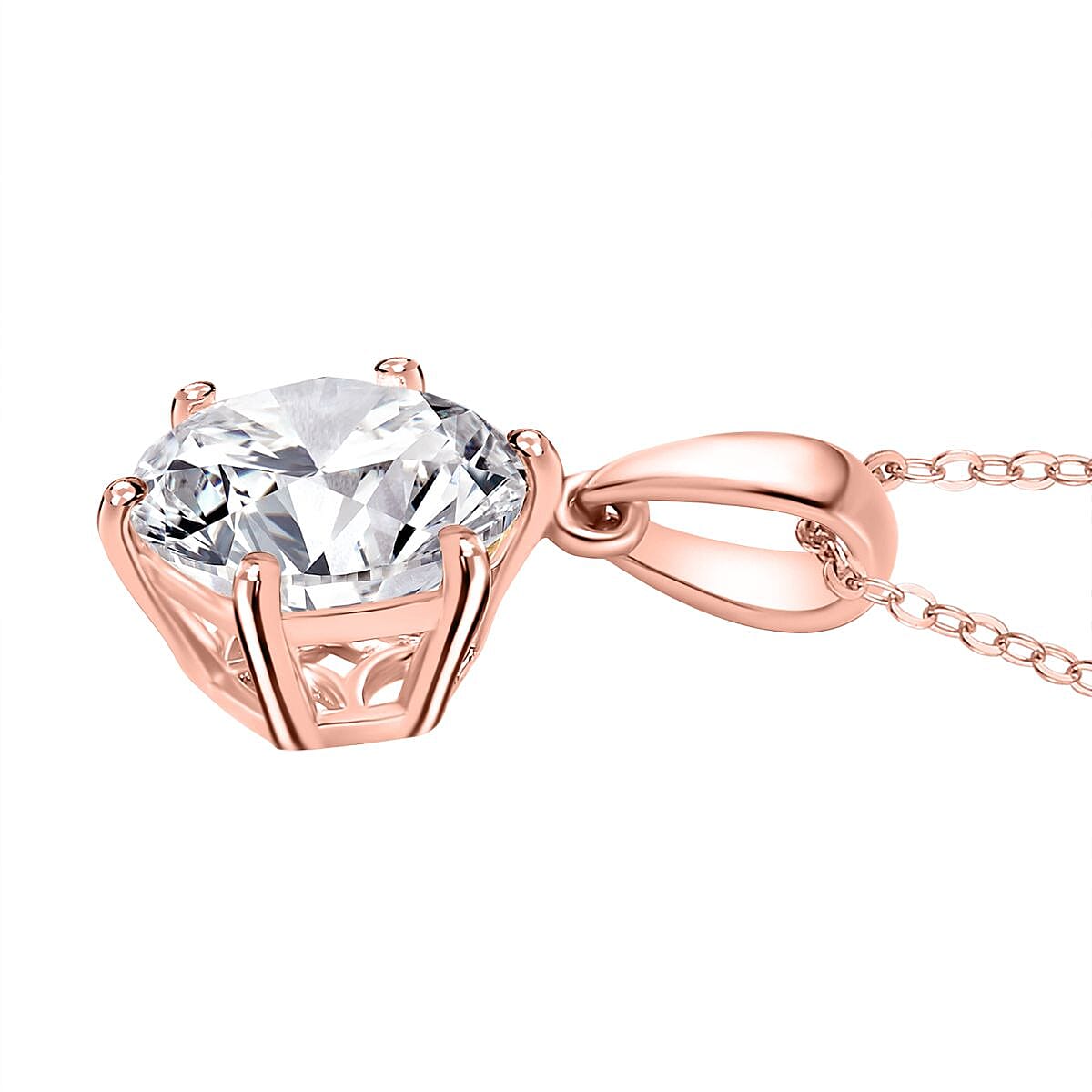 Moissanite Pendant with Chain (Size 20) in Vermeil RG Sterling Silver  3.000  Ct. 4265662 4