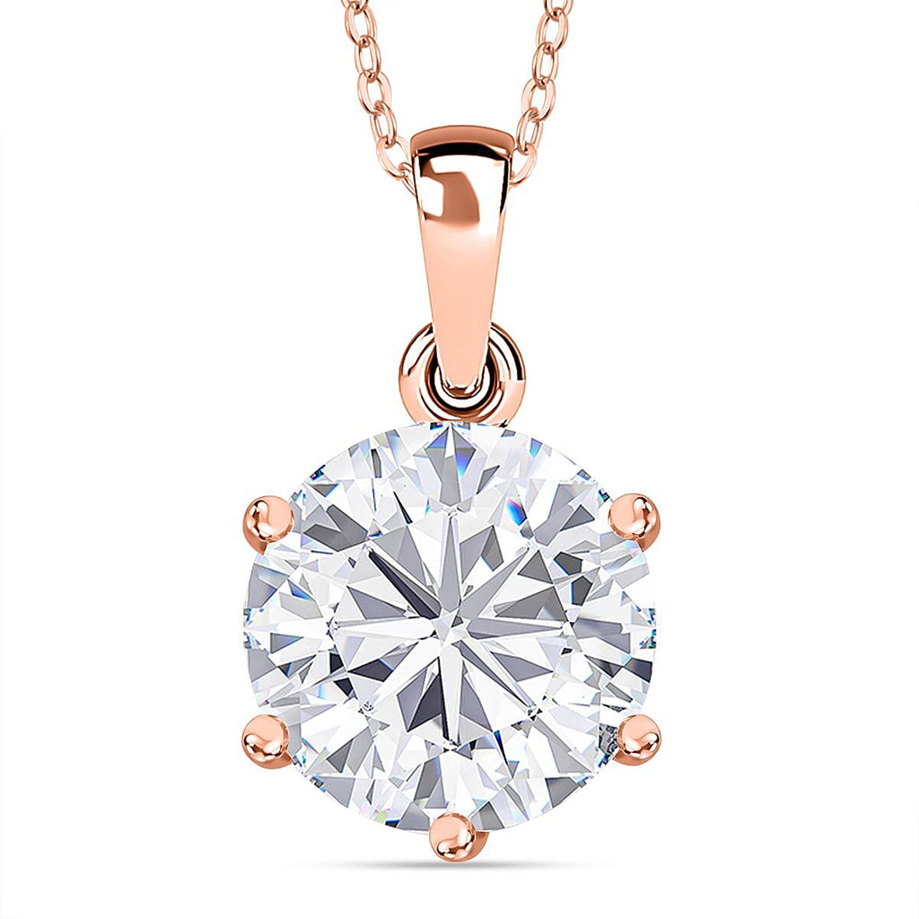 Moissanite Pendant with Chain (Size 20) in Vermeil RG Sterling Silver  Wt. 5.3 Gms  5.700  Ct.