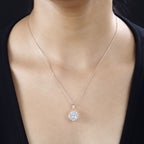 Moissanite Pendant with Chain (Size 20) in Vermeil RG Sterling Silver  Wt. 5.3 Gms  5.700  Ct.