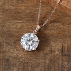 Moissanite Pendant with Chain (Size 20) in Vermeil RG Sterling Silver  Wt. 5.3 Gms  5.700  Ct.