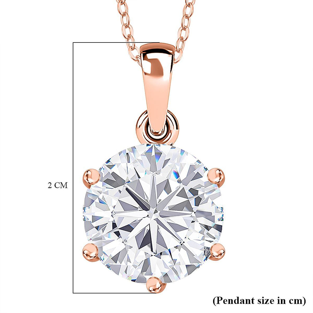 Moissanite Pendant with Chain (Size 20) in Vermeil RG Sterling Silver  Wt. 5.3 Gms  5.700  Ct.