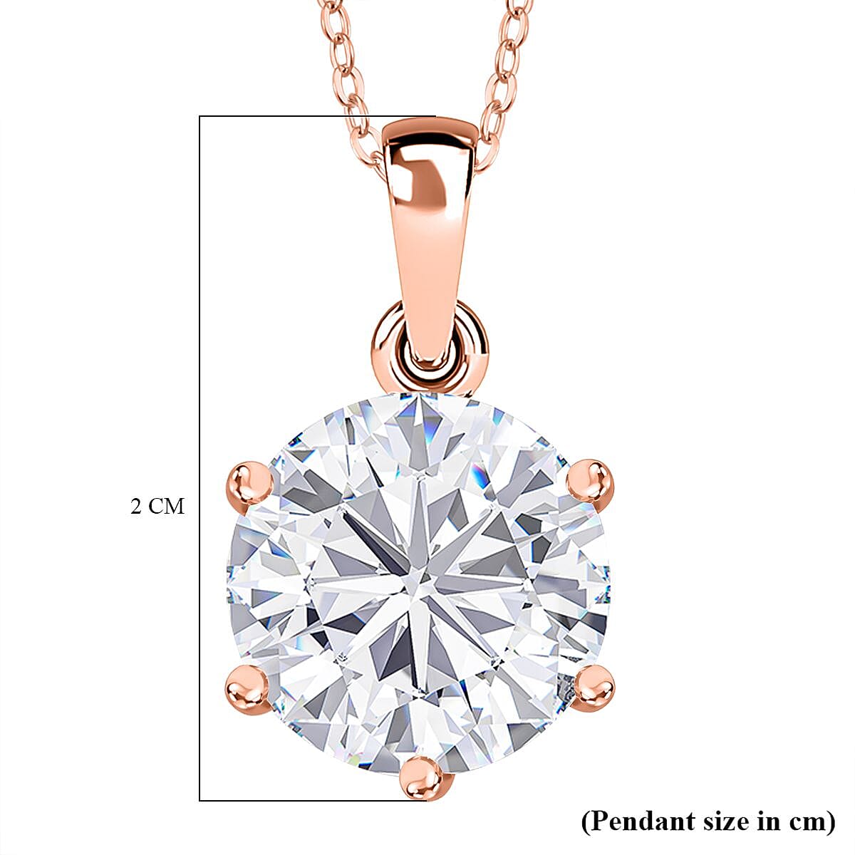 Moissanite Solitaire Pendant with Chain (Size 20) in 18K Vermeil Rose Gold Plated Sterling Silver  Wt. 5.3 Gms  5.700  Ct. 4265683 6