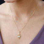 Moissanite Pendant with Chain (Size 20) in V18K Vermeil Yellow Gold Plated Sterling Silver