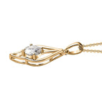 Moissanite Pendant with Chain (Size 20) in V18K Vermeil Yellow Gold Plated Sterling Silver