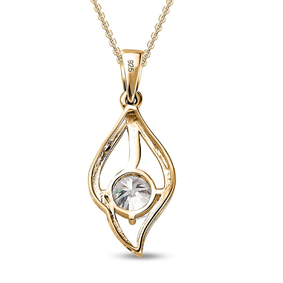 Moissanite Pendant with Chain (Size 20) in V18K Vermeil Yellow Gold Plated Sterling Silver 4157207 4