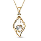Moissanite Pendant with Chain (Size 20) in V18K Vermeil Yellow Gold Plated Sterling Silver