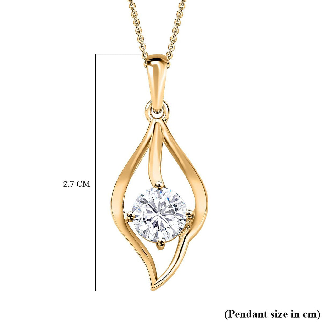 Moissanite Pendant with Chain (Size 20) in V18K Vermeil Yellow Gold Plated Sterling Silver