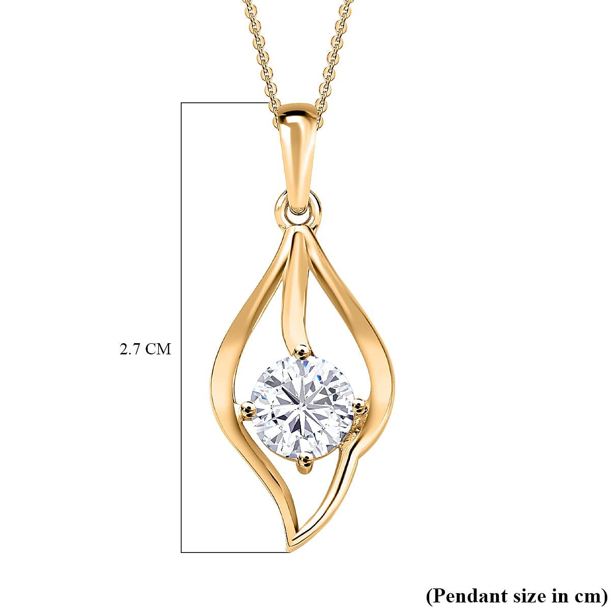 Moissanite Pendant with Chain (Size 20) in V18K Vermeil Yellow Gold Plated Sterling Silver 4157207 5