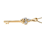 Moissanite Key Pendant with Chain (Size 20) in 18K Vermeil Yellow Gold Plated Sterling Silver
