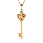 Moissanite Key Pendant with Chain (Size 20) in 18K Vermeil Yellow Gold Plated Sterling Silver
