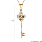 Moissanite Key Pendant with Chain (Size 20) in 18K Vermeil Yellow Gold Plated Sterling Silver