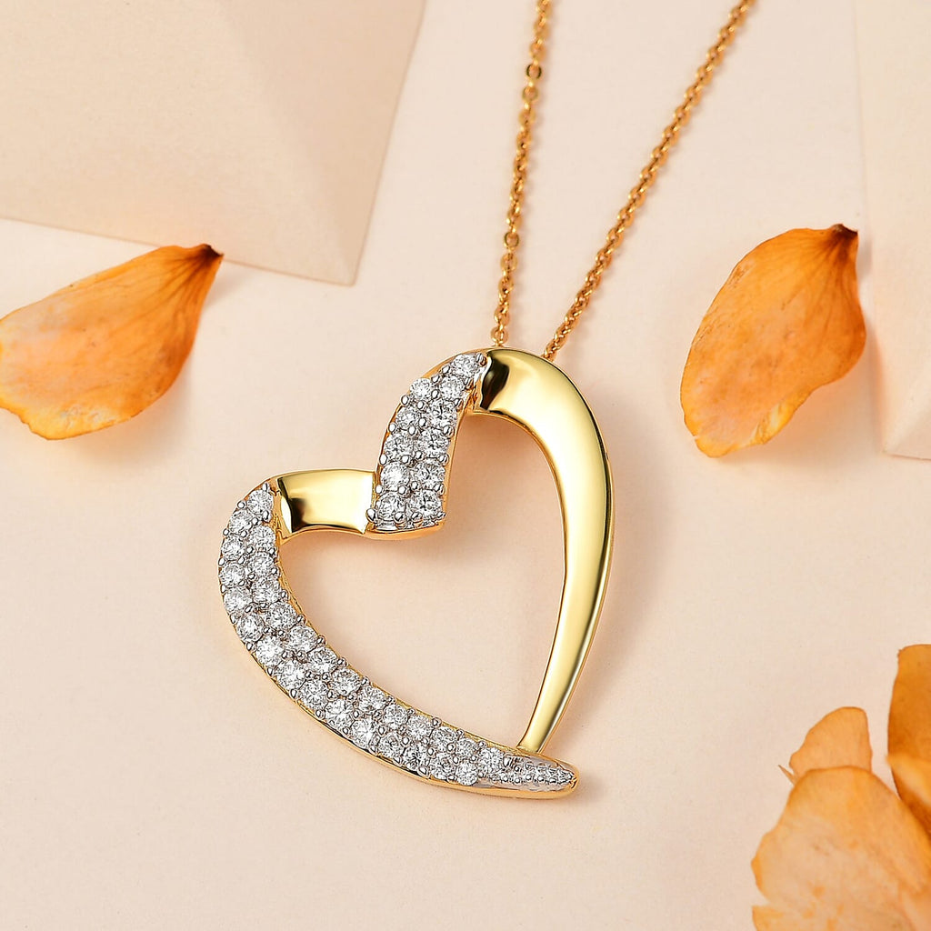 Moissanite Pendant with Chain (Size 20) in Vermeil YG Sterling Silver