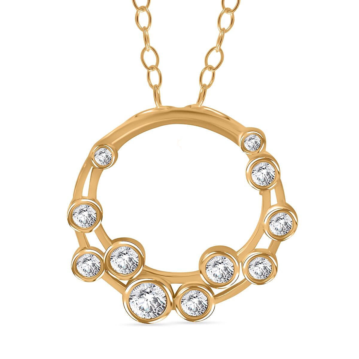 Designer Inspired - Moissanite Bubble Necklace (Size 20) in 18K Yellow Gold Vermeil Plated Sterling Silver 4263100 0