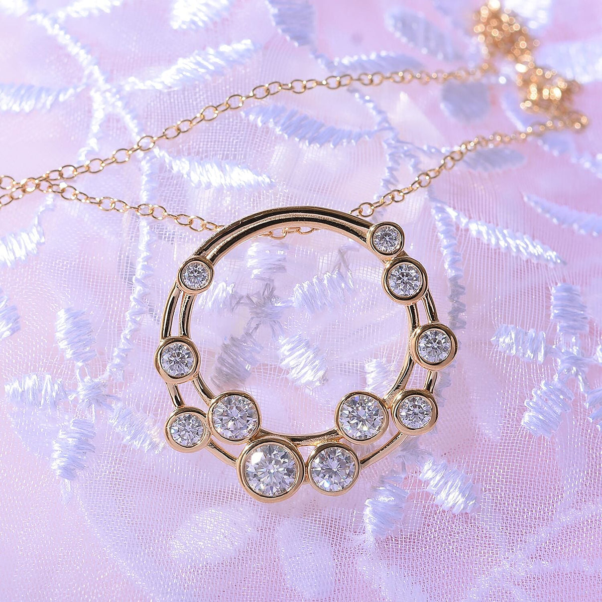 Designer Inspired - Moissanite Bubble Necklace (Size 20) in 18K Yellow Gold Vermeil Plated Sterling Silver 4263100 1