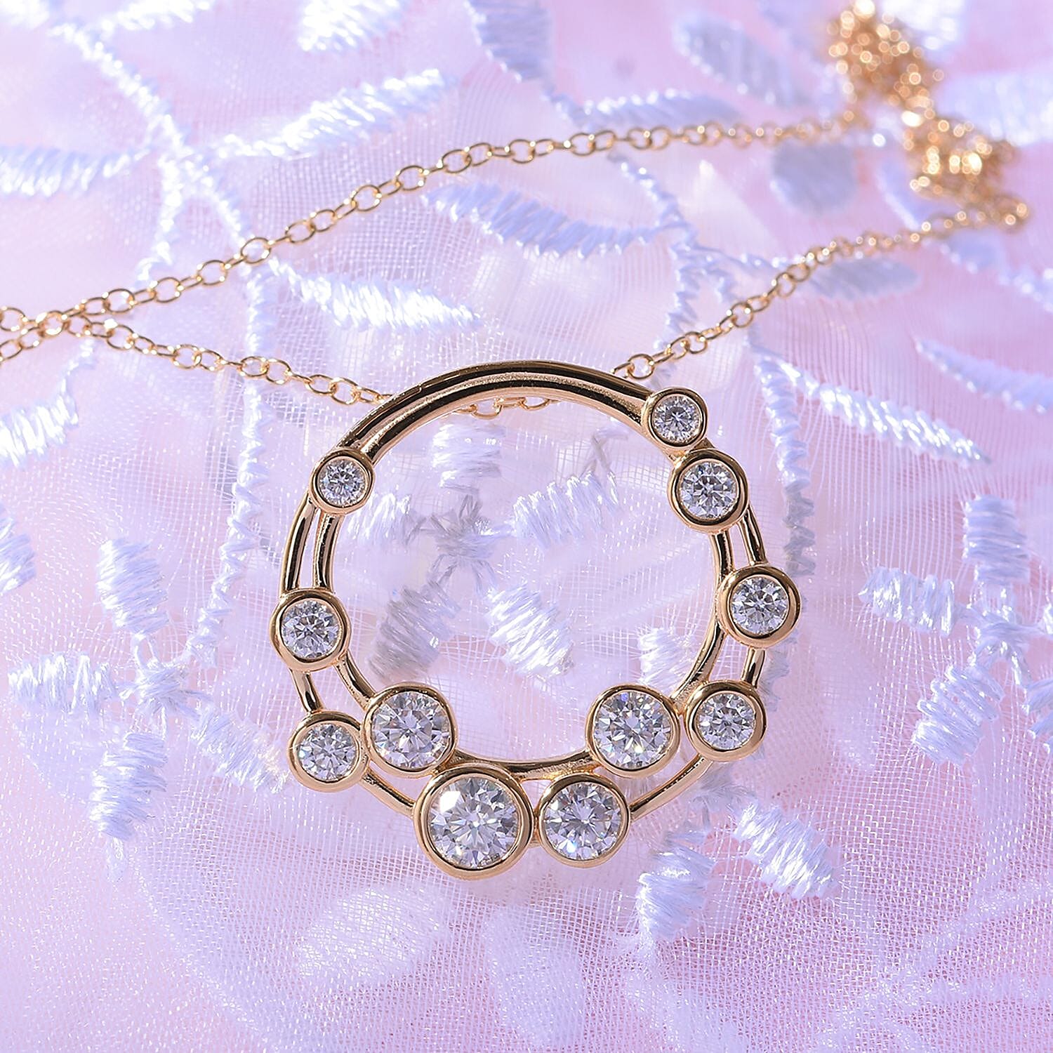Designer Inspired - Moissanite Bubble Necklace (Size 20) in 18K Yellow Gold Vermeil Plated Sterling Silver 4263100 1