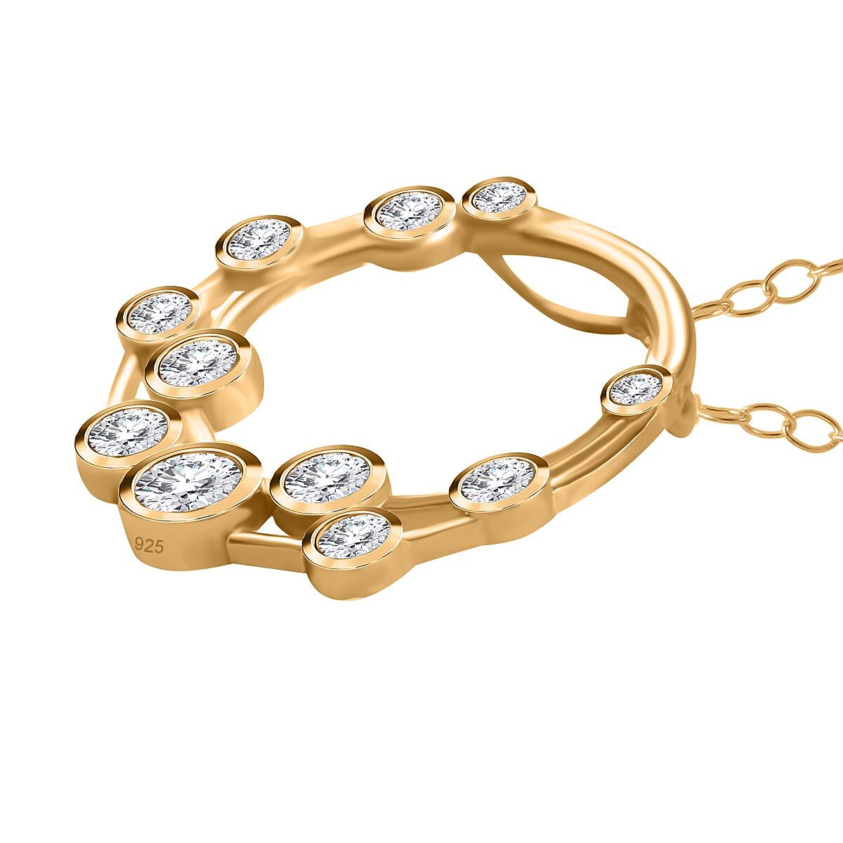 Designer Inspired - Moissanite Bubble Necklace (Size 20) in 18K Yellow Gold Vermeil Plated Sterling Silver 4263100 3