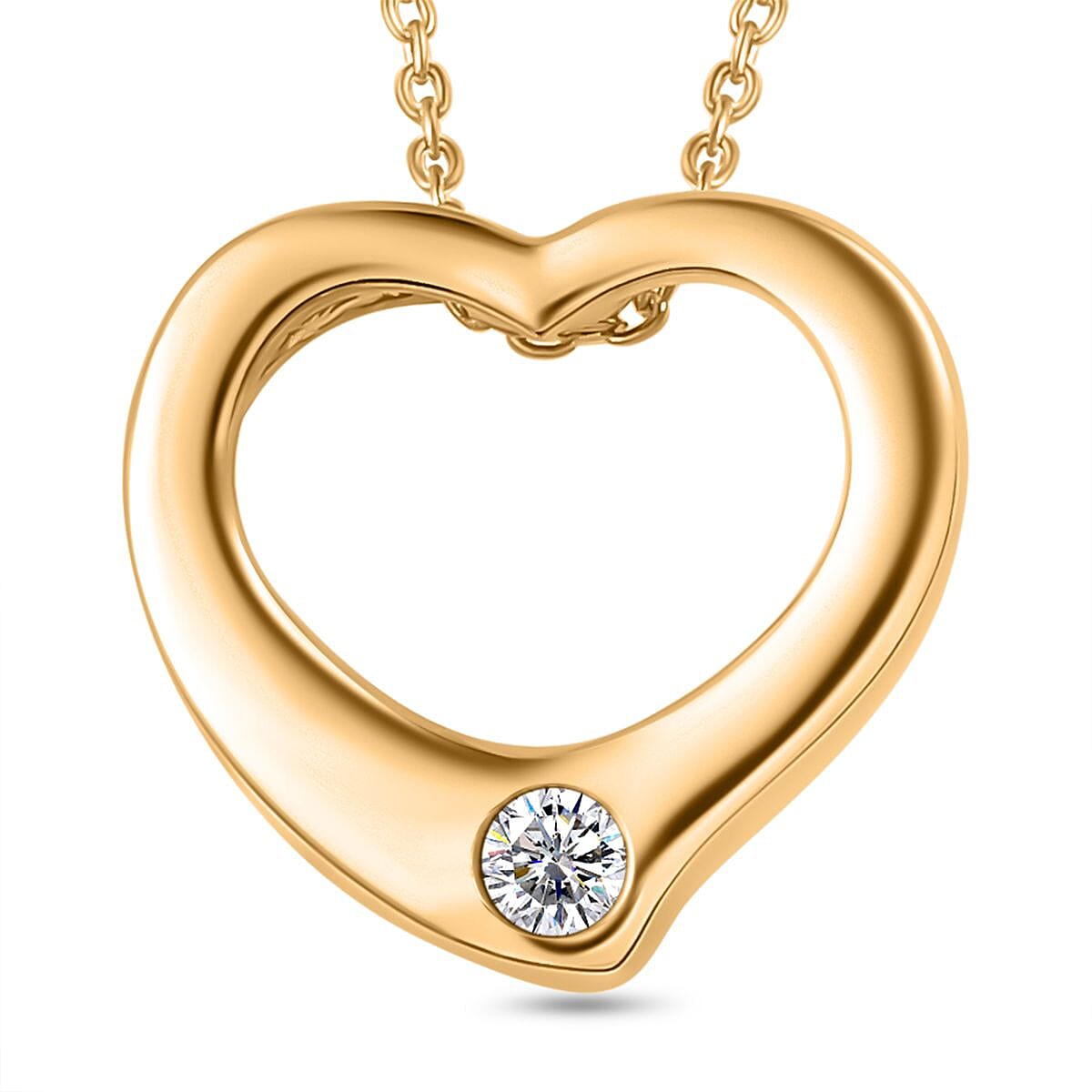 Moissanite Heart;Solitaire;Belcher pendant in 18K Yellow Gold Vermeil Sterling Silver 4267860 0