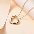 Designer Inspiration - Moissanite Heart Pendant with Chain (Size 20) in 18K Vermeil Yellow Gold Plated Sterling Silver