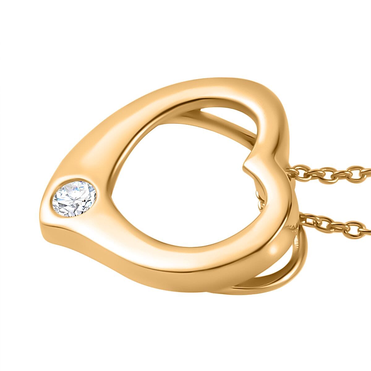 Moissanite Heart;Solitaire;Belcher pendant in 18K Yellow Gold Vermeil Sterling Silver 4267860 4