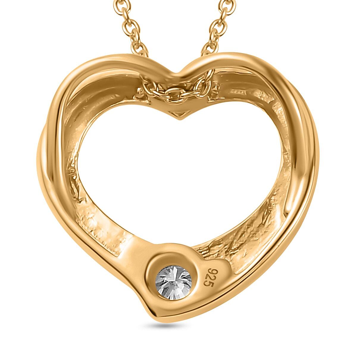Moissanite Heart;Solitaire;Belcher pendant in 18K Yellow Gold Vermeil Sterling Silver 4267860 5