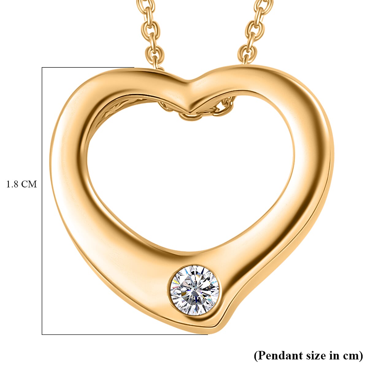 Moissanite Heart;Solitaire;Belcher pendant in 18K Yellow Gold Vermeil Sterling Silver 4267860 7