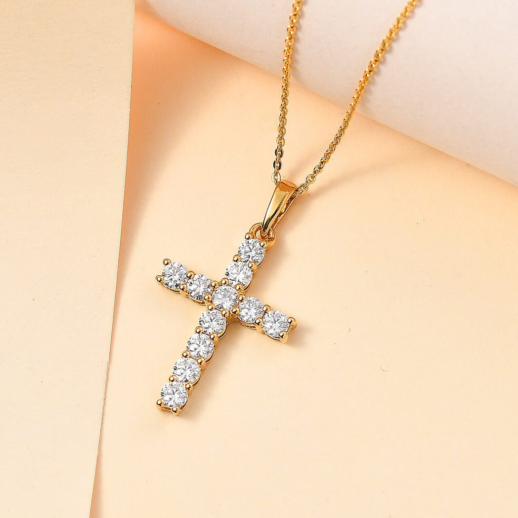 Moissanite Pendant with Chain (Size 20) in Vermeil YG Sterling Silver  1.200  Ct.