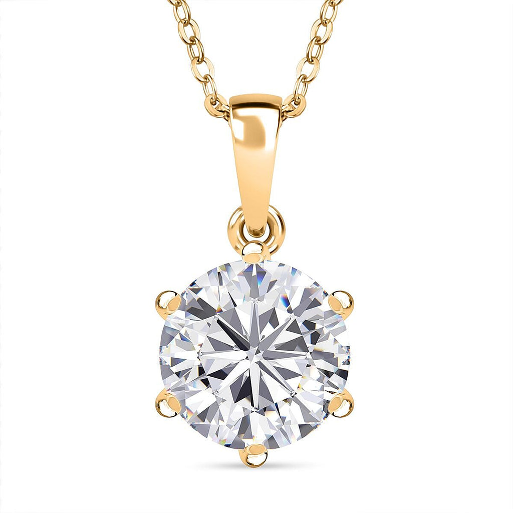 Moissanite Pendant with Chain (Size 20) in Vermeil YG Sterling Silver  3.000  Ct.