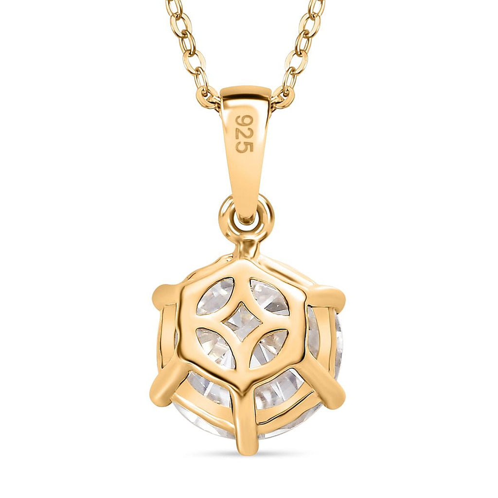 Moissanite Pendant with Chain (Size 20) in Vermeil YG Sterling Silver  3.000  Ct.