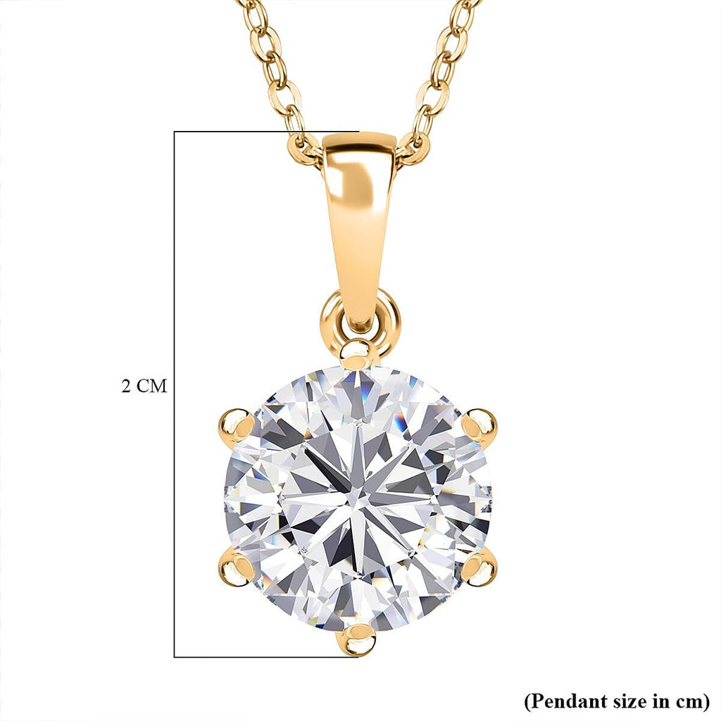 Moissanite Pendant with Chain (Size 20) in Vermeil YG Sterling Silver  3.000  Ct.