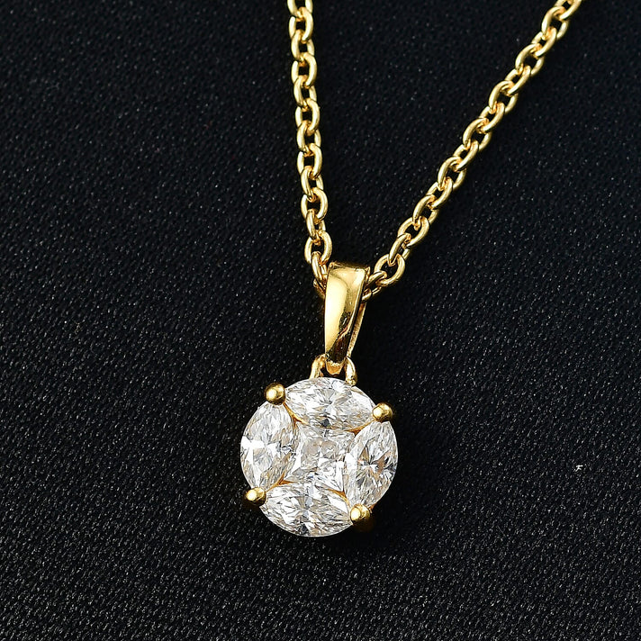 D'Joy Moissanite Cluster Pendant in Yellow Gold Plated Sterling Silver with Chain (Size 20) 4448952 2