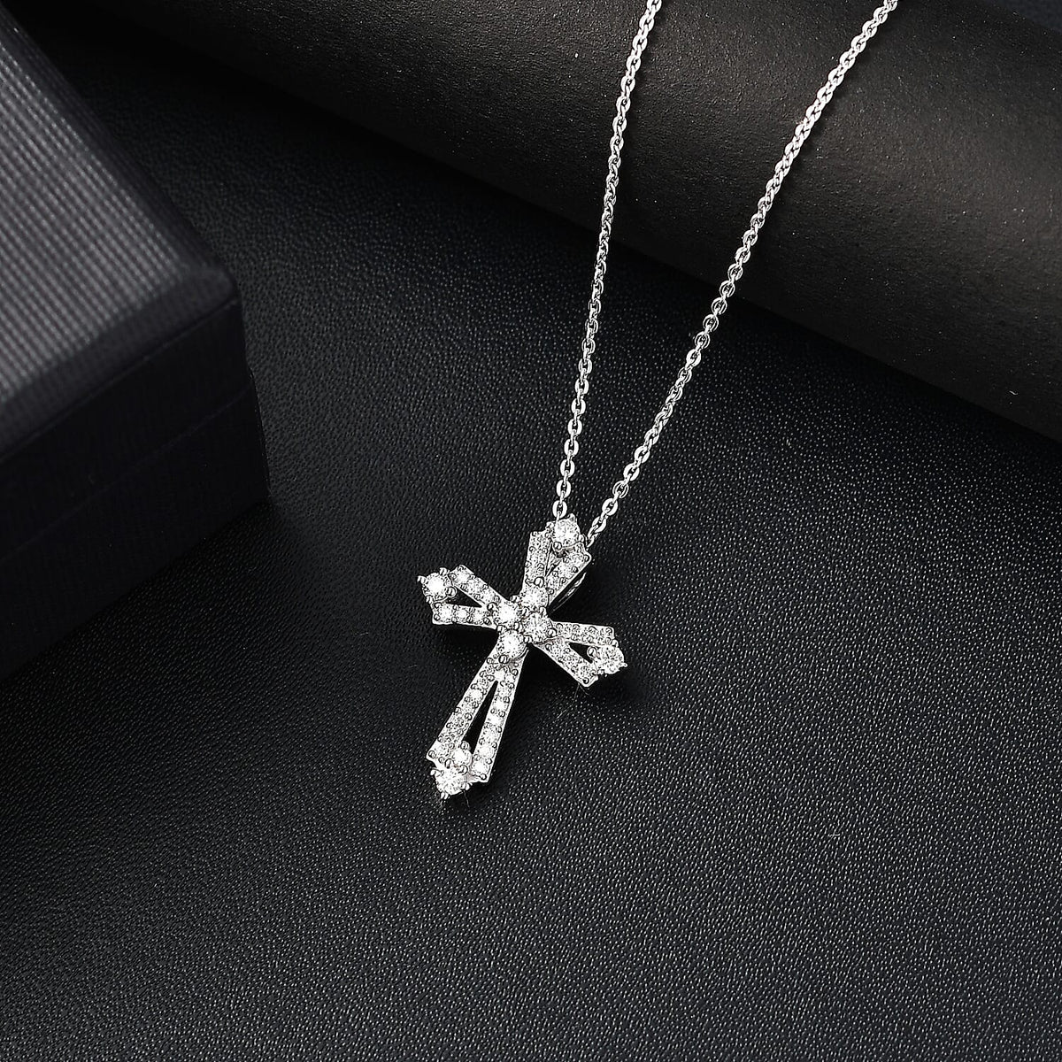 Moissanite Pendant with Chain (Size - 20) in Rhodium Overlay Sterling Silver 4329546 2