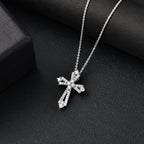Moissanite Pendant with Chain (Size - 20) in Rhodium Overlay Sterling Silver