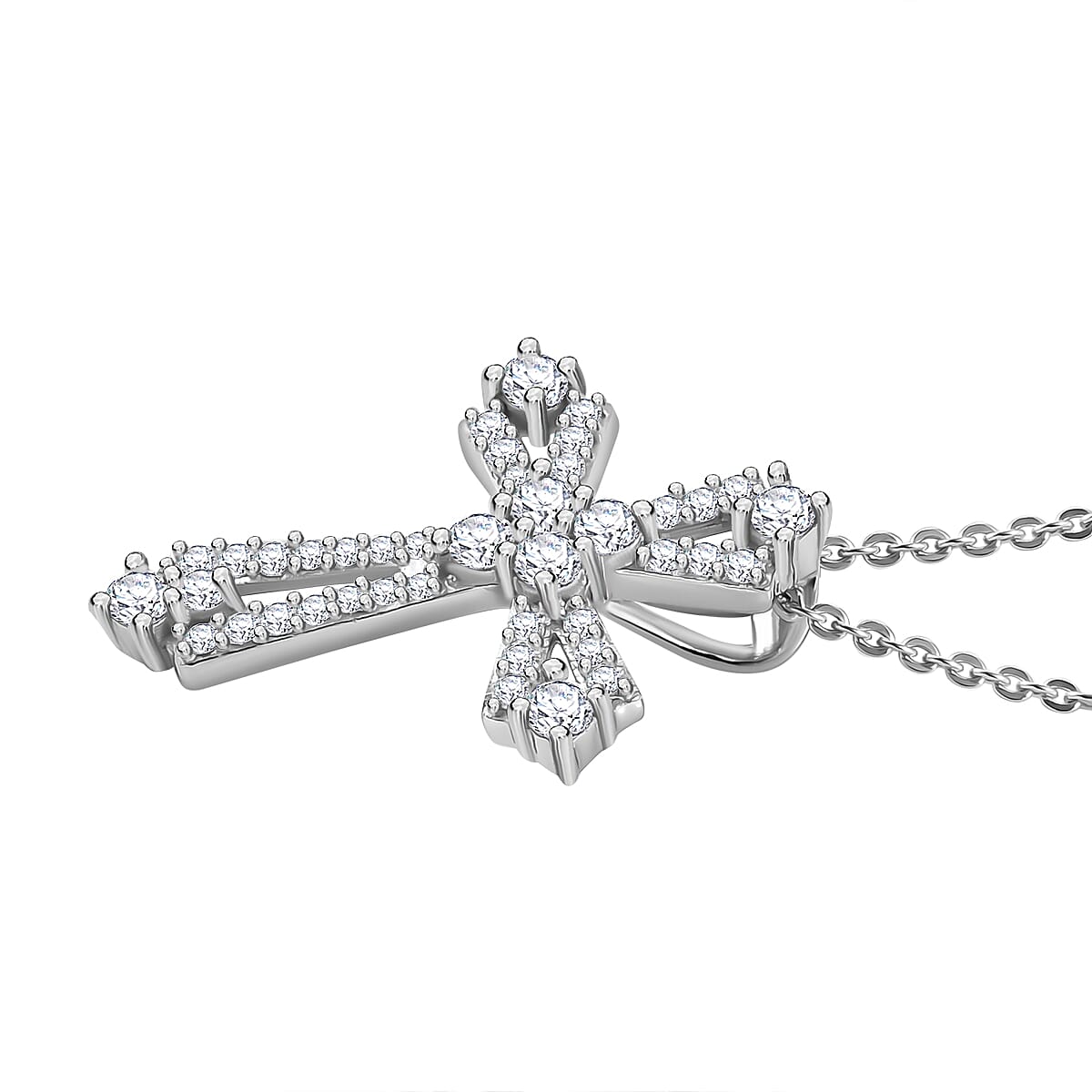 Moissanite Pendant with Chain (Size - 20) in Rhodium Overlay Sterling Silver 4329546 3