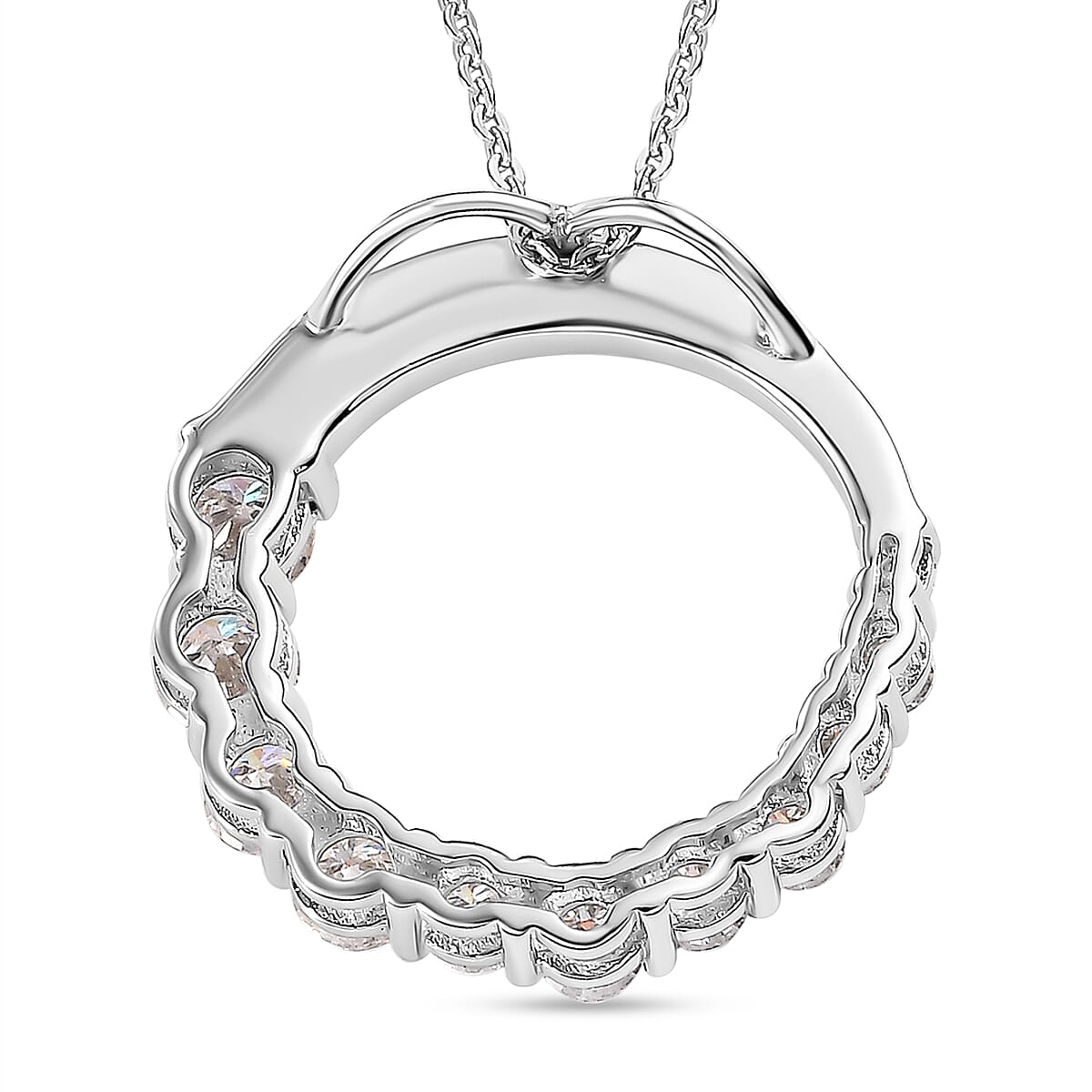 Moissanite Pendant with Chain (Size 20) in Rhodium Overlay Sterling Silver 4296946 3