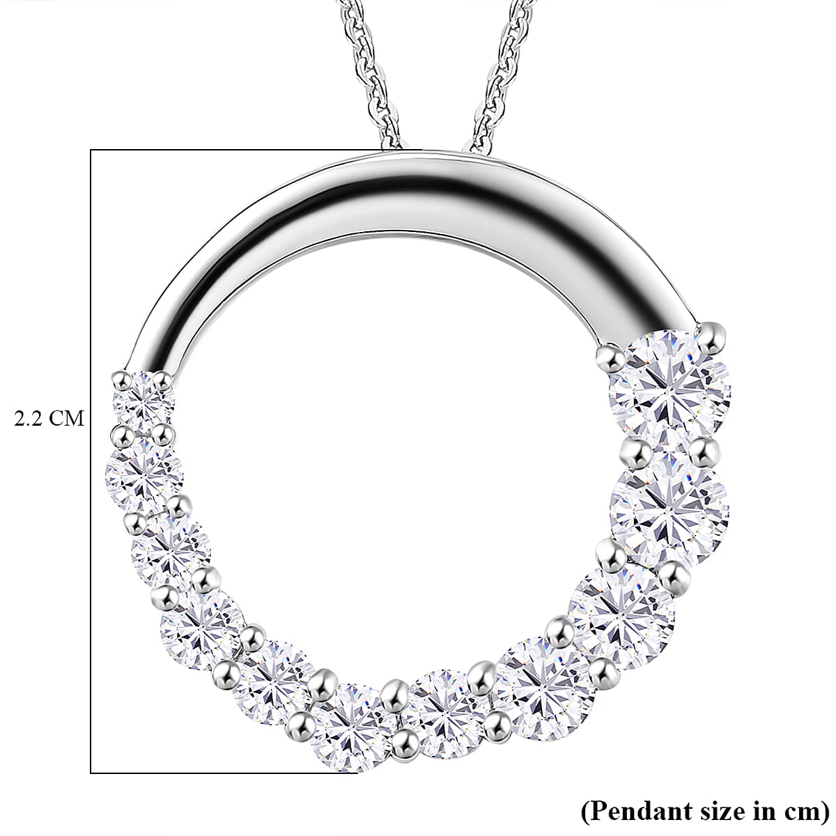 Moissanite Pendant with Chain (Size 20) in Rhodium Overlay Sterling Silver 4296946 5